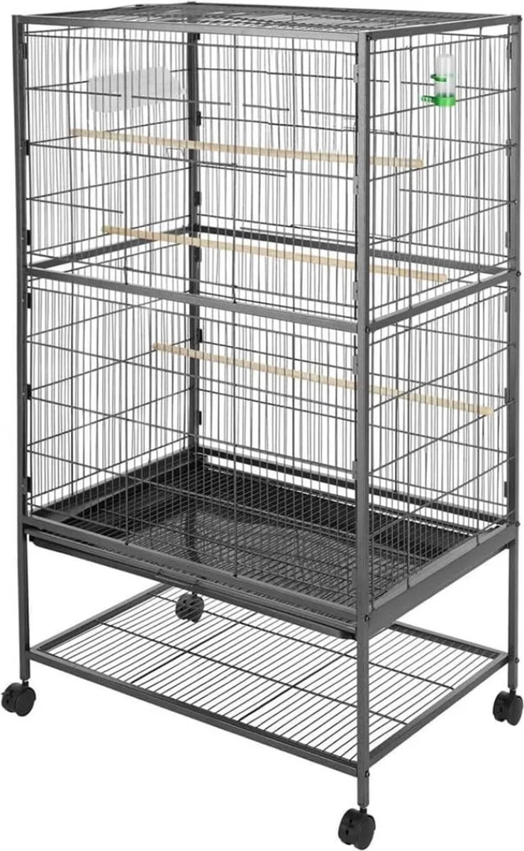 Papegaaienkooi - Vogelkooi - Voor Papegaaien - Volière met Wielen - 78x52x130cm by D&D Home in Black – product photo