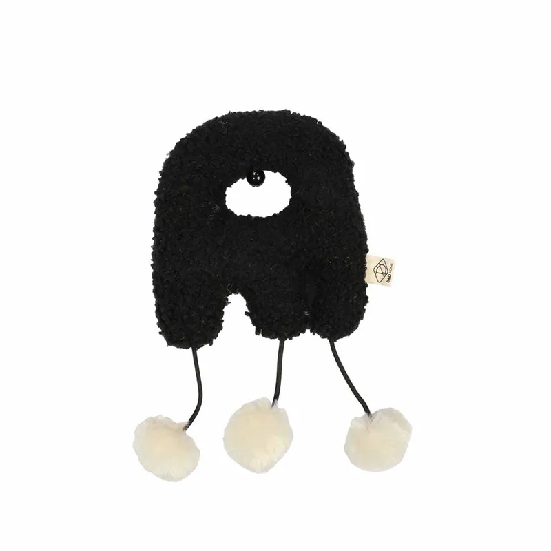 Trappelkussen Belle met belletje, pluizige balletjes en knisperfolie – kattenspeeltje 21 cm by D&D Home in Black – product photo