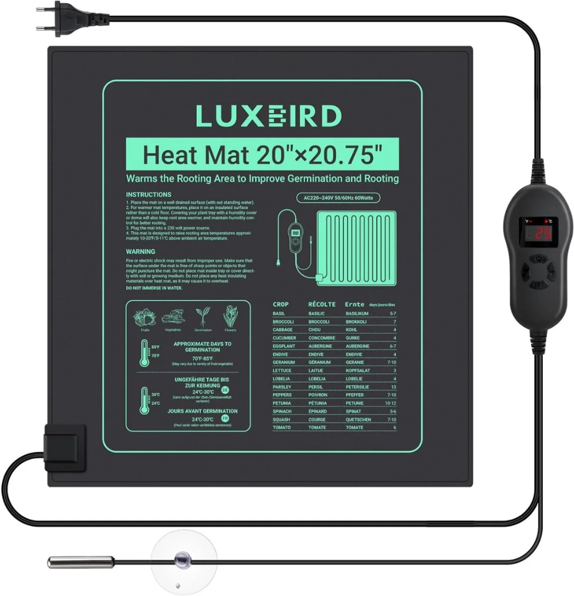 Warmtemat Planten - Warmtemat - Kweekmat - Hoge Kwaliteit - 130 Watt by D&D Home in Black – product photo