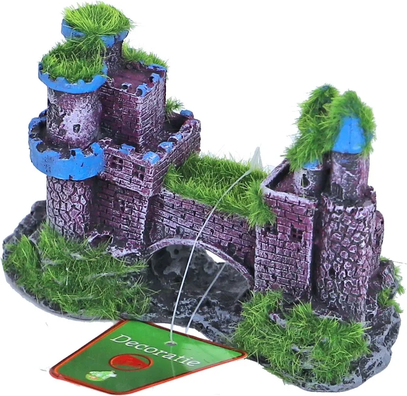 Aquarium kasteel ornament met brug en mos | 11 x 5 cm by Gebr. de Boon in Blue – product photo