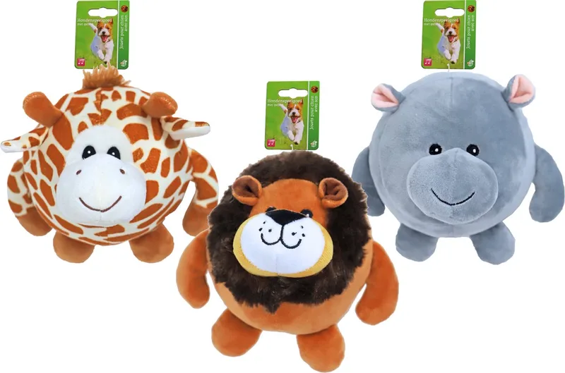 Boon hondenspeelgoed safaribal pluche met piep per stuk, 17 cm by Gebr. de Boon in Mix – product photo