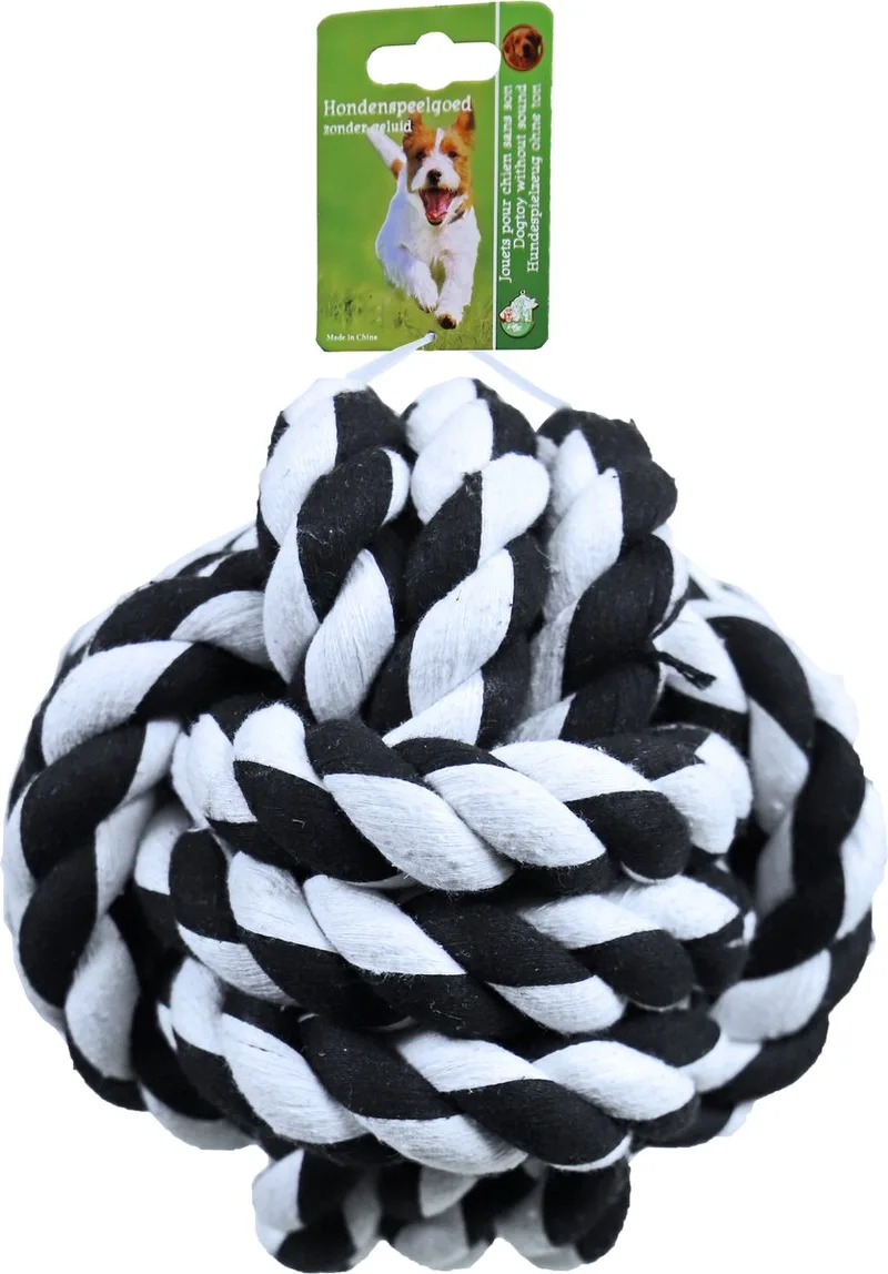 Boon Hondenspeelgoed Touwbal XXL - Katoen - 17,5 cm de Gebr. de Boon en Noir, Blanc – photo produit