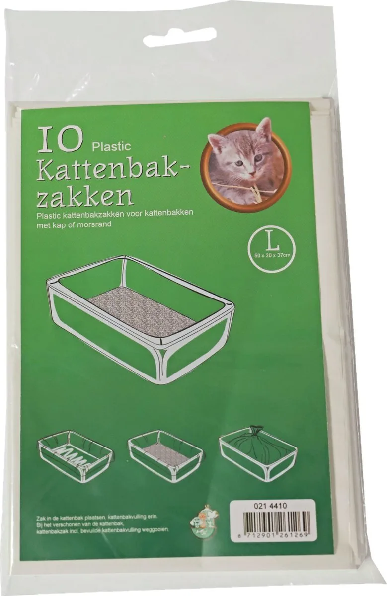 Boon Kattenbak afvalzakken - 10x stuks - wit - 50 x 20 x 37 cm - plastic - kattenbakzakken - Voorkomt vieze geuren by Gebr. de Boon – product photo