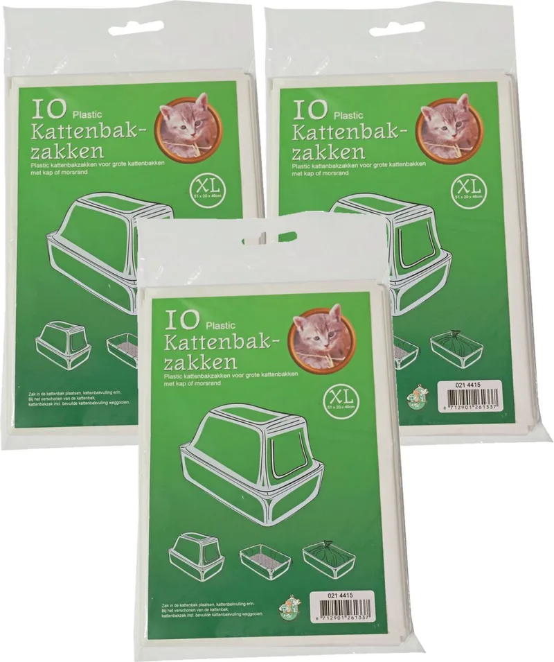 Boon Kattenbak afvalzakken - 30x stuks - 51 x 20 x 46 cm - plastic - kattenbakzakken - Voorkomt vieze geuren von Gebr. de Boon in Weiß – Produktfoto