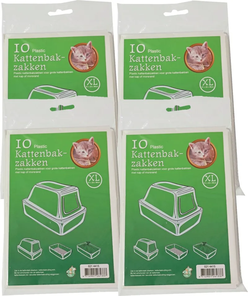 Boon Kattenbak afvalzakken - 40x stuks - 51 x 20 x 46 cm - plastic - kattenbakzakken - Voorkomt vieze geuren by Gebr. de Boon in White – product photo