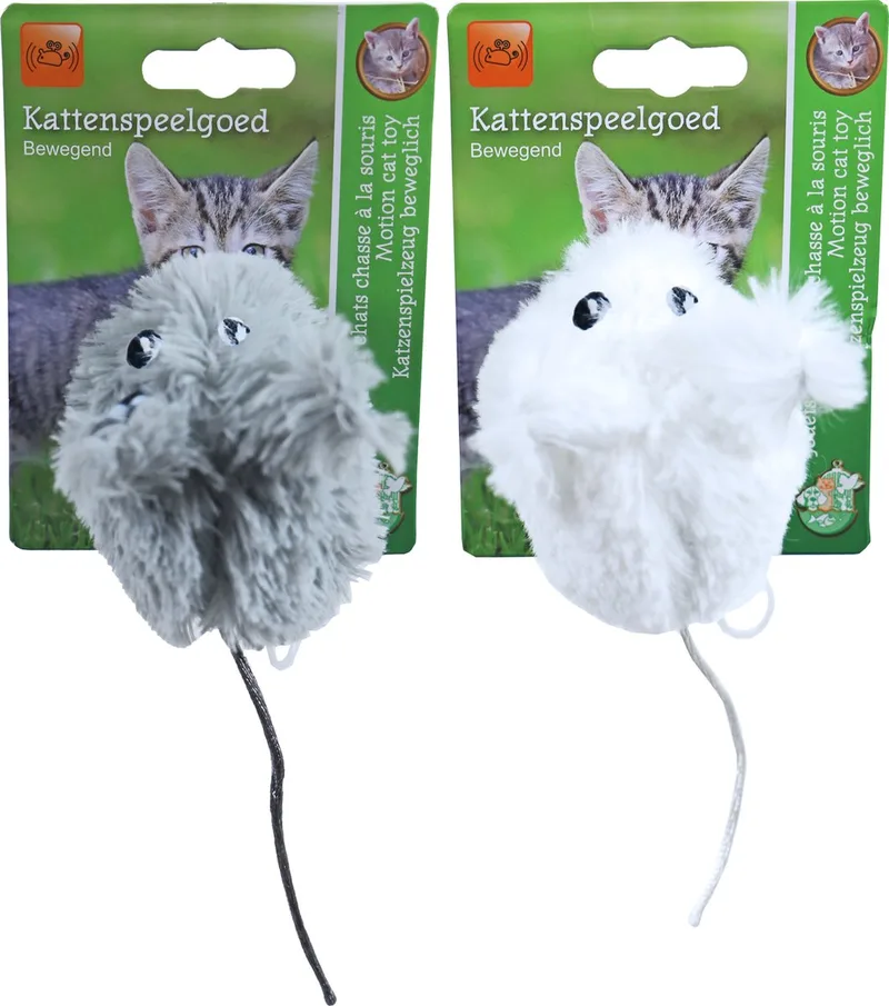 Boon - Kattenspeelgoed - Bibber Muis - Pluche - Kleur: Assorti - 8 cm by Gebr. de Boon in Grijs of Wit – product photo