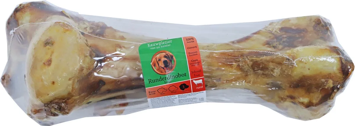 Boon Natuurlijke Snack rund, runderdinobot in folie large. (U ontvangt 3 stuks). van Gebr. de Boon – productfoto