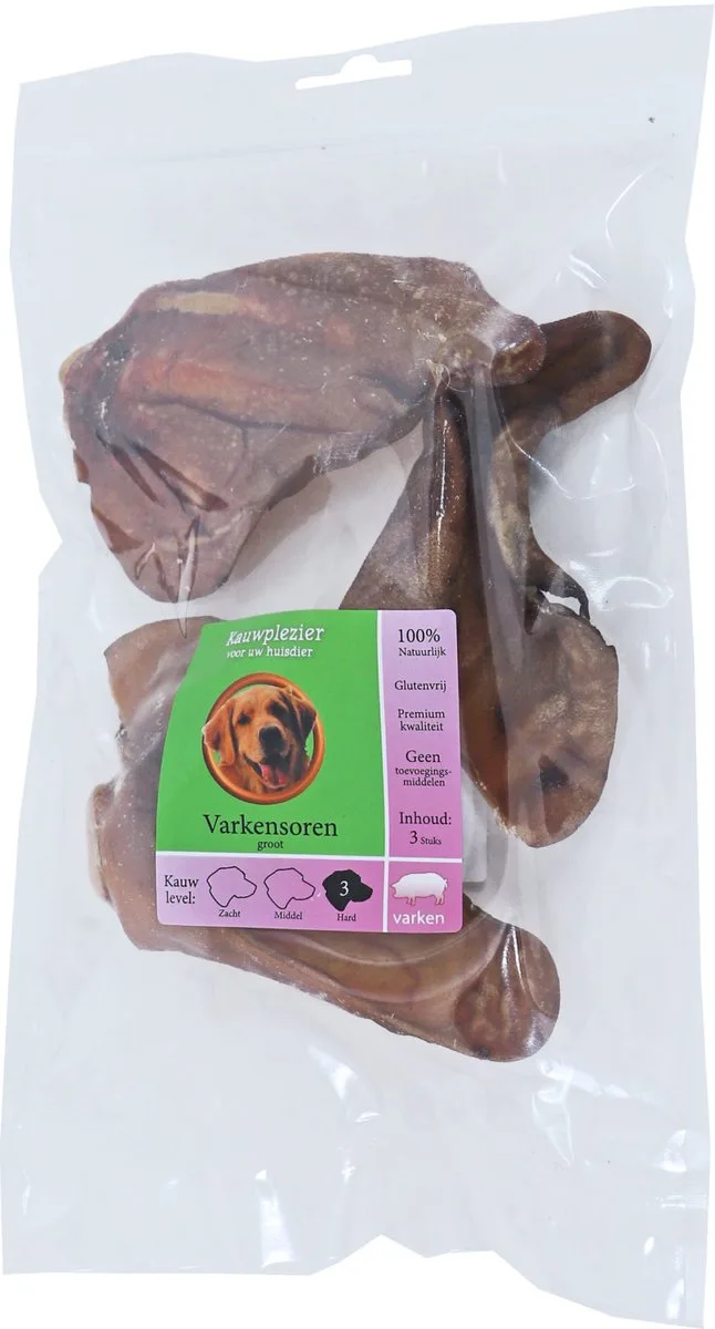 Boon Natuurlijke Snack Varken - Varkensoren Groot - Zak a 3 stuks van Gebr. de Boon – productfoto
