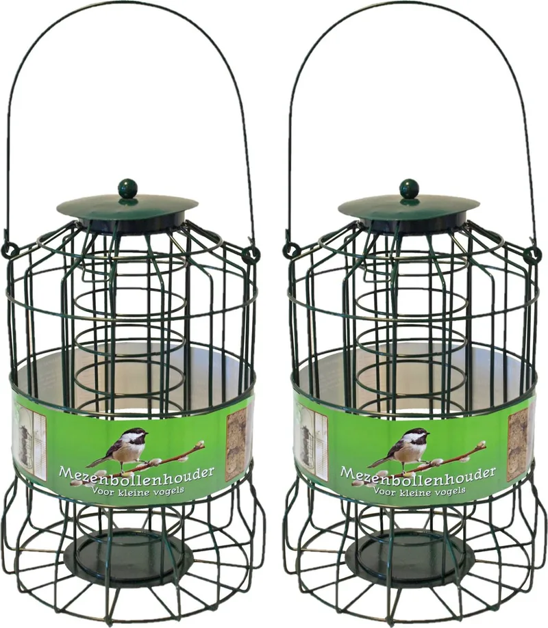 Boon Vogel voedersilo - 2x stuks - 36cm - metaal - voor kleine vogels - geschikt voor vetbollen fra Gebr. de Boon i Grøn – produktbillede