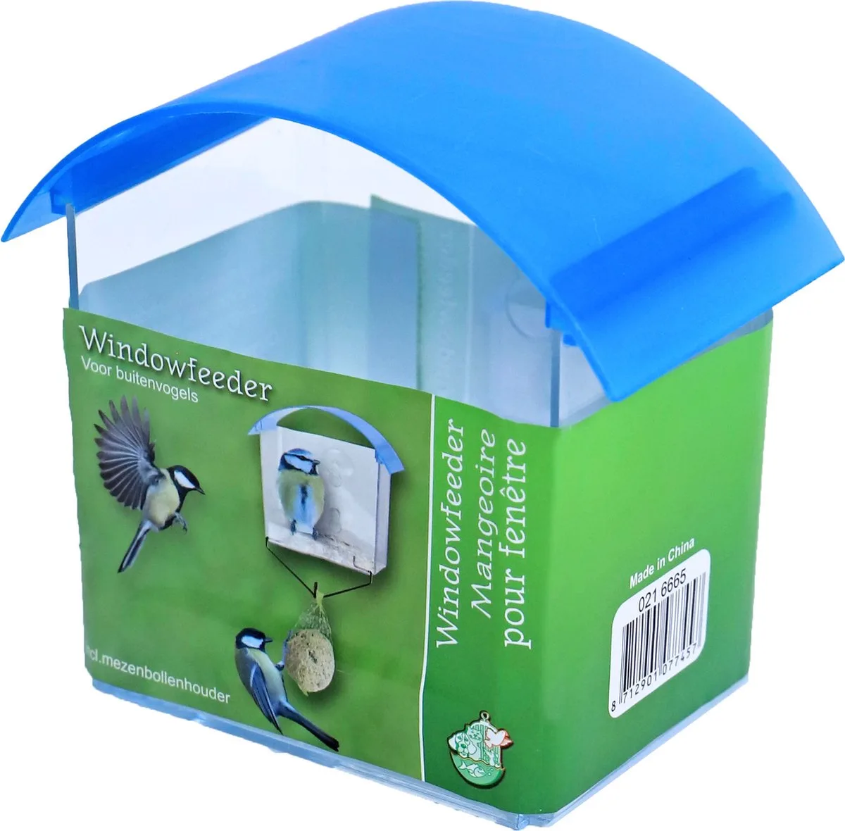 Boon window feeder plastic met 2 zuigers en mezenbolhouder. - afmeting - 17,5 x 15,5 x 10,0 cm - gewicht - 0,136 kg by Gebr. de Boon in Blue – product photo