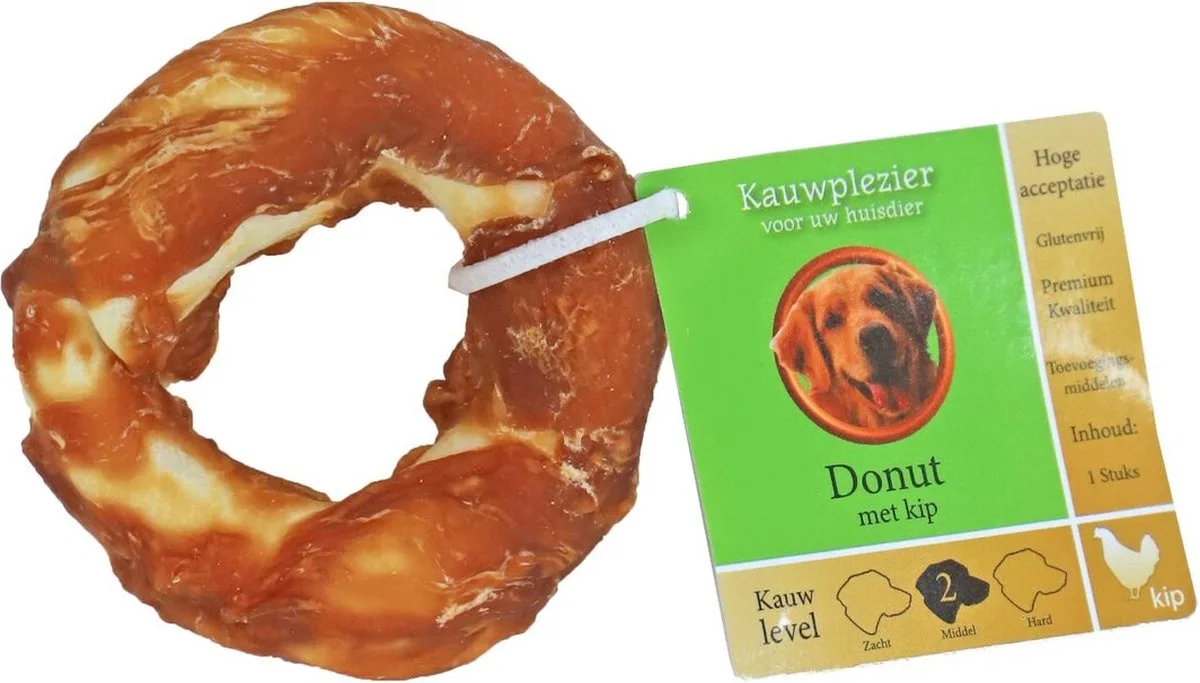 Donut met gedroogd kipfilet - Hondenvoer - Hondensnack - Hondensnacks gedroogd - Gedroogd vlees - Hondensnacks kip - 7,5 cm von Gebr. de Boon – Produktfoto