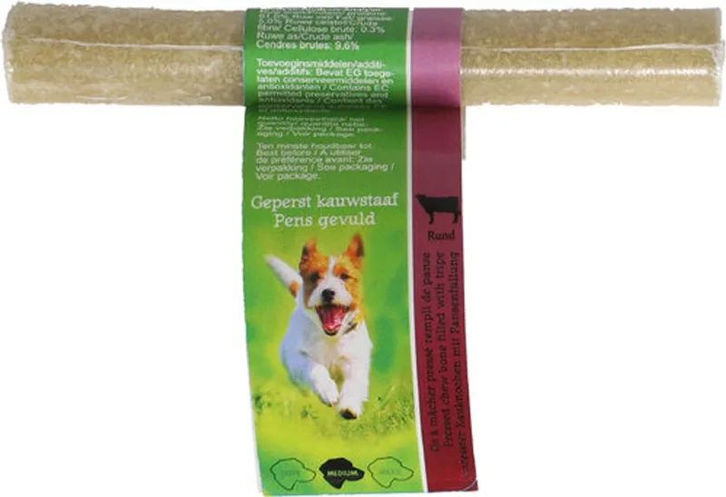 Geperste Kauwstaaf Pens Gevuld - Hondensnack Buffelhuid 13 cm 35-40 gram von Gebr. de Boon – Produktfoto