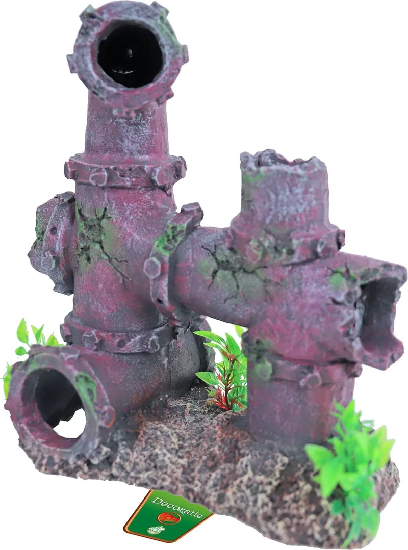 Gezonken buis ornament voor aquarium of terrarium | 21 cm schuilplek de Gebr. de Boon en Violet – photo produit