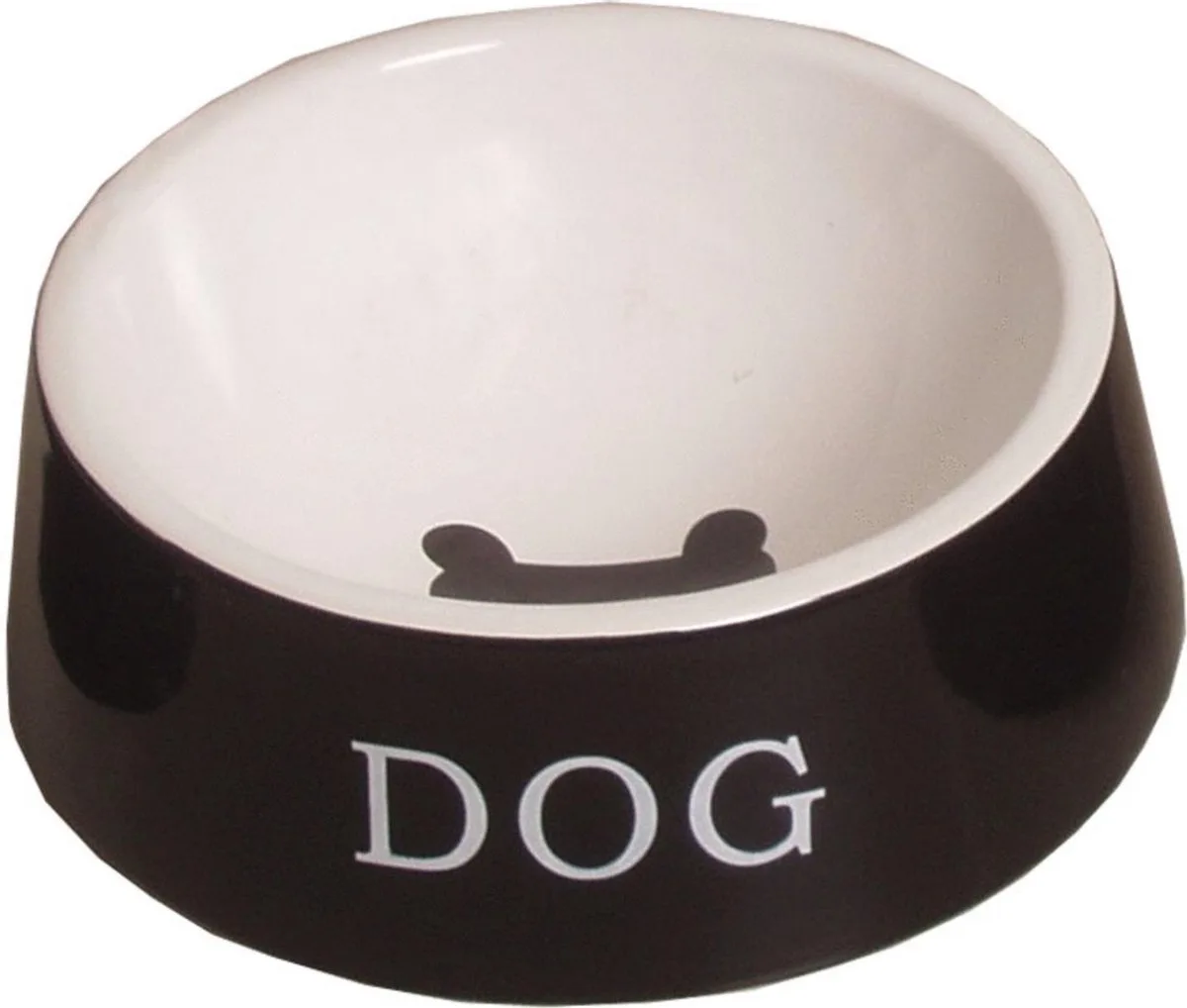 Hond Eetbak Steen Zwart/Wit 20cm fra Gebr. de Boon i Sort – produktbillede