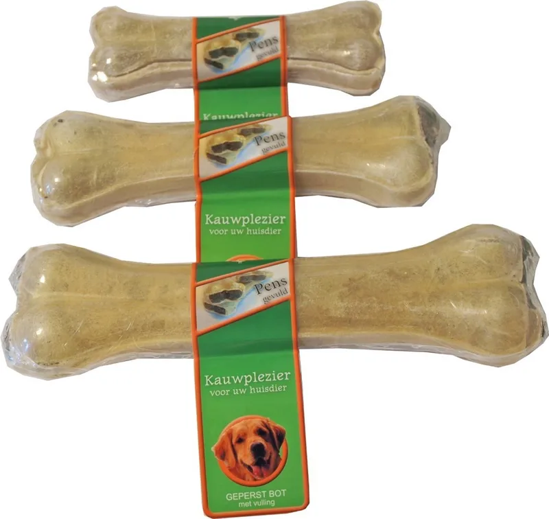 Hondenbot gevuld met pens - Hondenvoer - Hondensnack - Hondensnacks gedroogd - Hondenkluif - 13 cm de Gebr. de Boon – photo produit