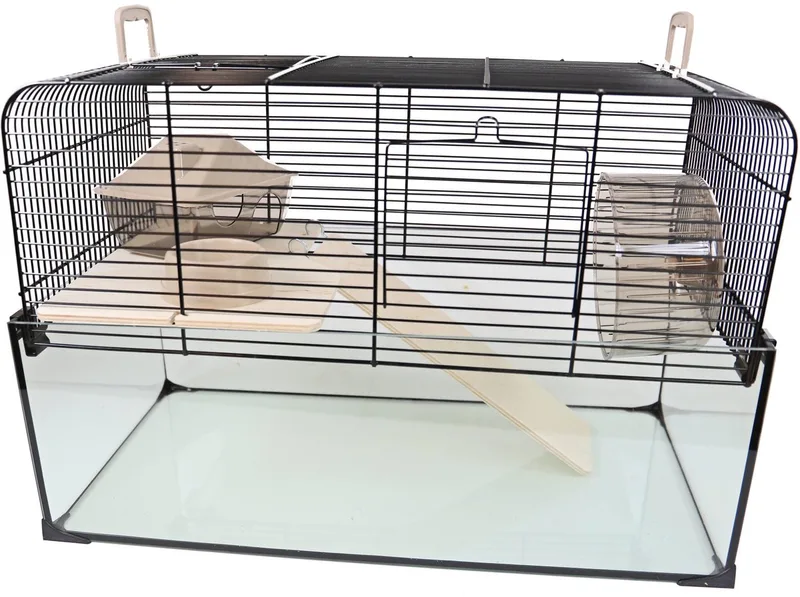 Interzoo Hamsterkooi Vision 51 met glazen onderbak by Gebr. de Boon in Black – product photo