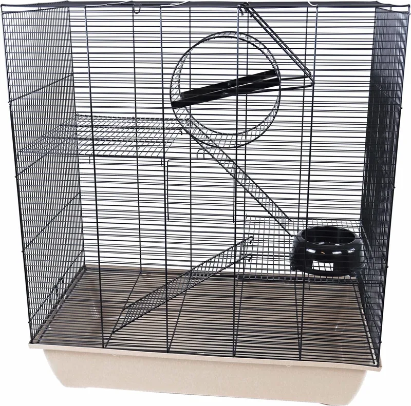 Interzoo Rattenkooi Rat 70 zwart/beige met 3 verdiepingen de Gebr. de Boon en Noir – photo produit