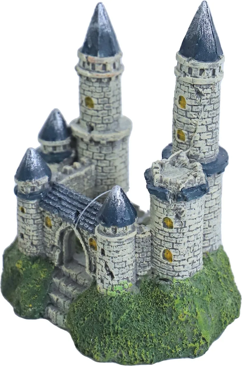 Kasteel ornament blauw/wit | aquarium decoratie 12 x 14 cm by Gebr. de Boon in Blue – product photo