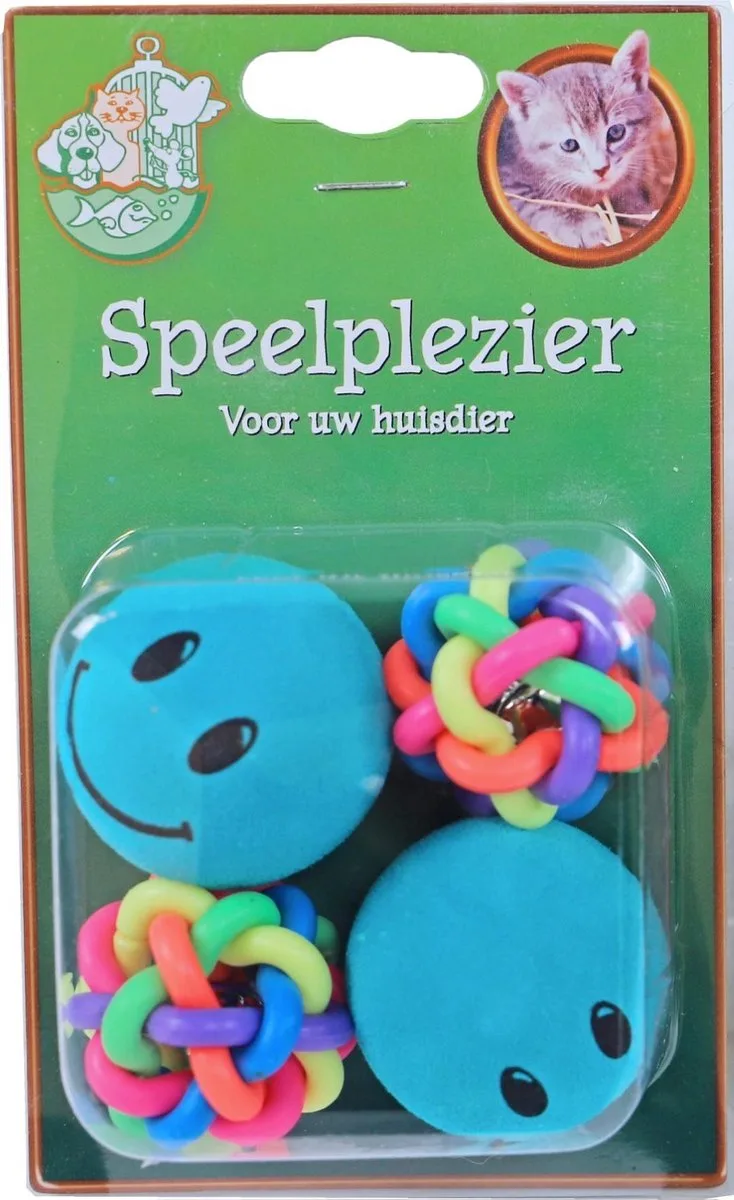 Kattenspeelgoed - 2x smiley met 2x knoopbal von Gebr. de Boon – Produktfoto