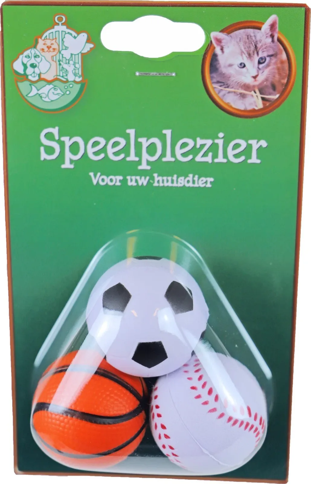 Kattenspeelgoed blisterpak a 3 sport sponsbal Speelplezier-kat Gebr. de Boon van Gebr. de Boon – productfoto