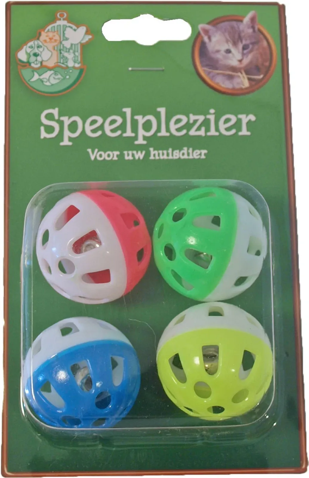 Kattenspeelgoed blisterpak a 4 bal met bel zwaar model Speelplezier-kat Gebr. de Boon van Gebr. de Boon – productfoto