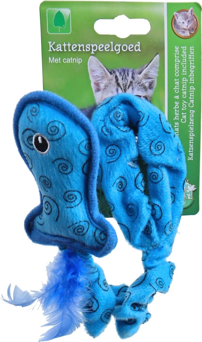 Kattenspeelgoed - Bungy Vis met verenstaart - Assorti - 30 cm by Gebr. de Boon – product photo