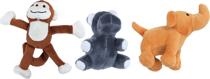 Kattenspeelgoed met Catnip - aap/olifant/nijlpaard - Pluche - Assorti - 8-12 cm de Gebr. de Boon – photo produit