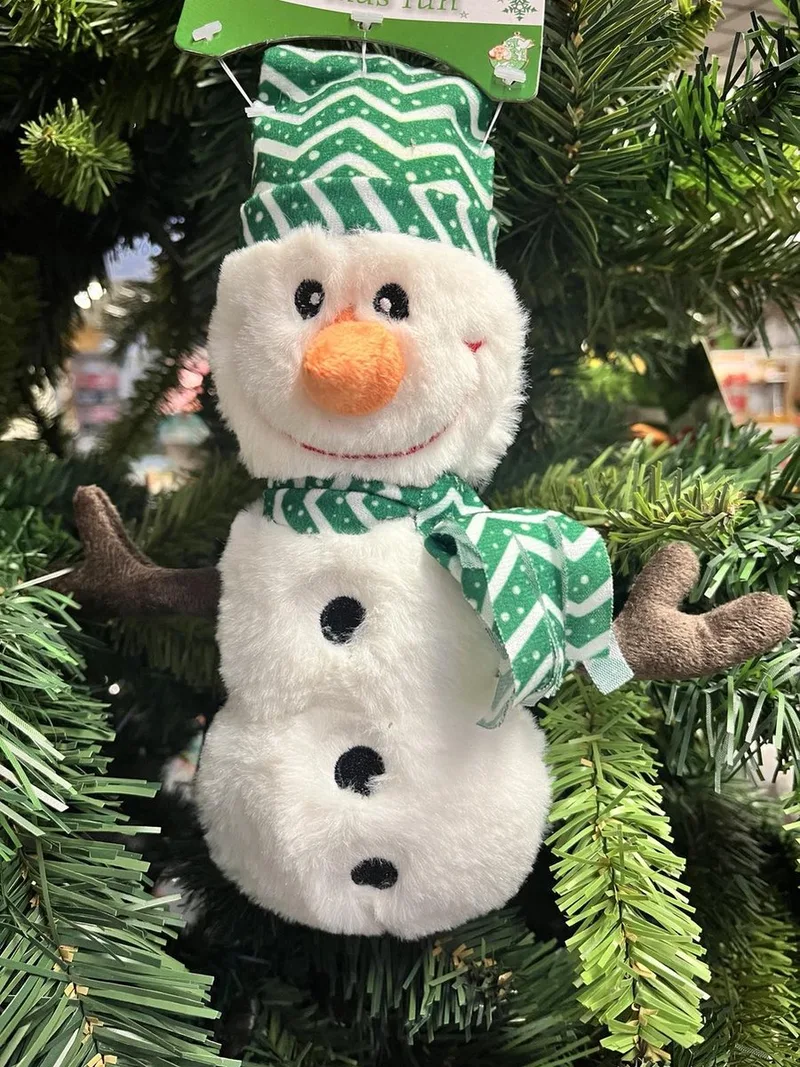 Kerstknuffel hond sneeuwman met fantasie - hondenspeelgoed kerst 22 cm by Gebr. de Boon in Groen – wit – product photo
