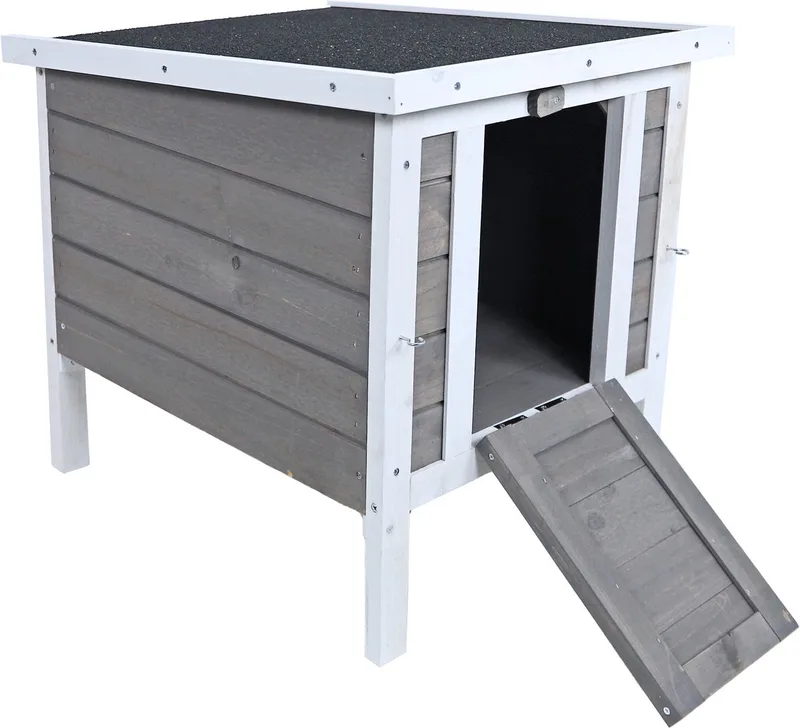 Nachthok Knaagdieren of Kippen - Bouwpakket - Grijs/wit - 42x52x48 cm de Gebr. de Boon en Gris – photo produit