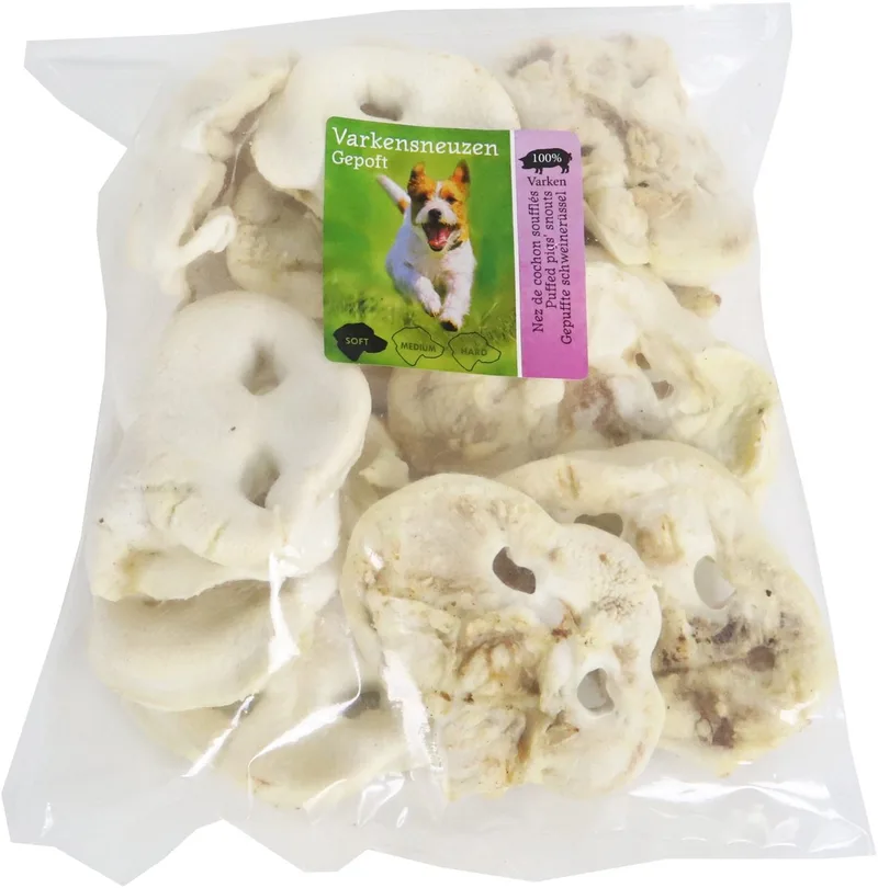 Natuurlijke Hondensnack - Kleine Gepofte Varkensneuzen - Zak a 250 gram von Gebr. de Boon – Produktfoto