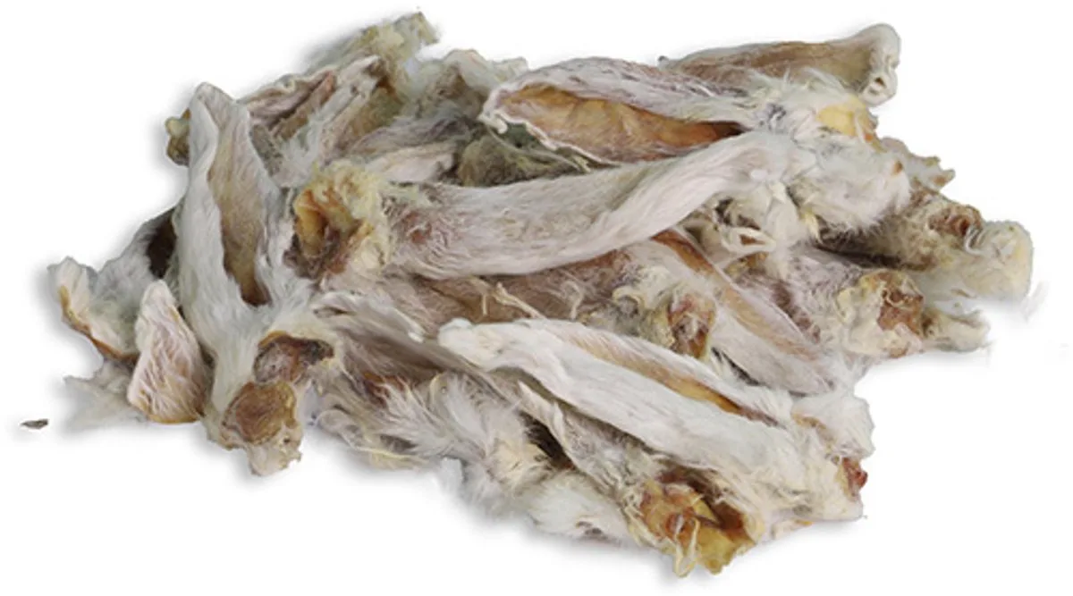 Natuurlijke snack konijnenoren met vacht zak a 250 gram by Gebr. de Boon – product photo