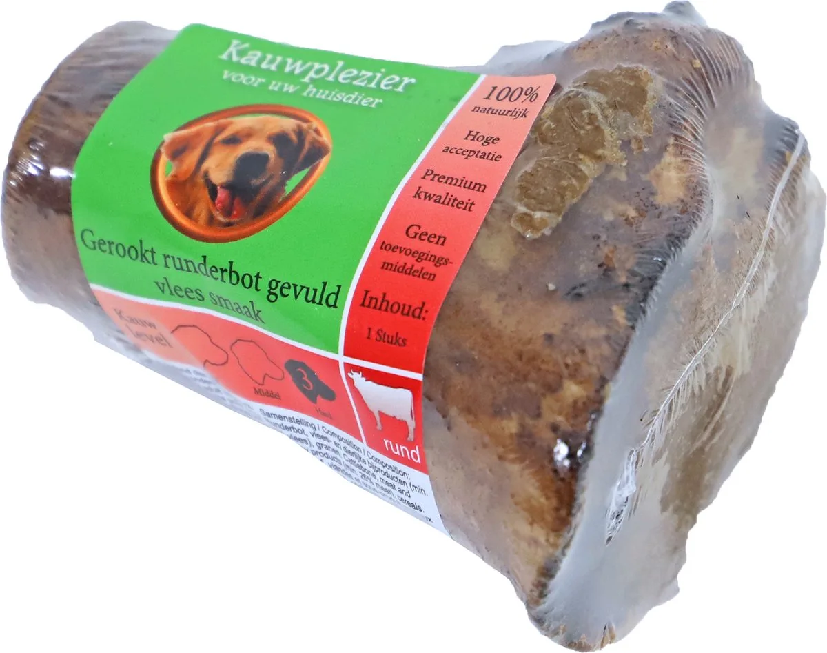 Natuurlijke Snack - Runderbot gevuld met gerookt vlees - 1 stuk van Gebr. de Boon – productfoto