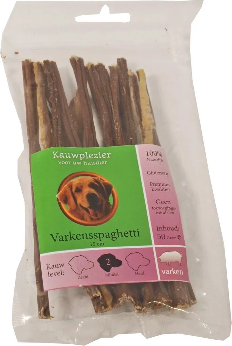 Natuurlijke snack zak varkensspaghetti 15 cm 50 gram de Gebr. de Boon – photo produit