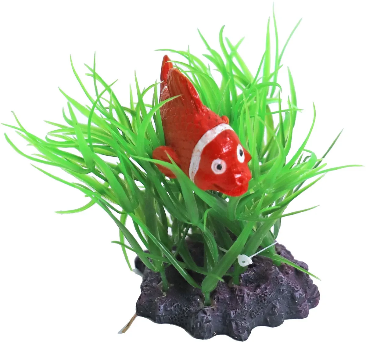 Plant ornament met clownsvis | aquariumdecoratie 10 cm van Gebr. de Boon in Groen – productfoto