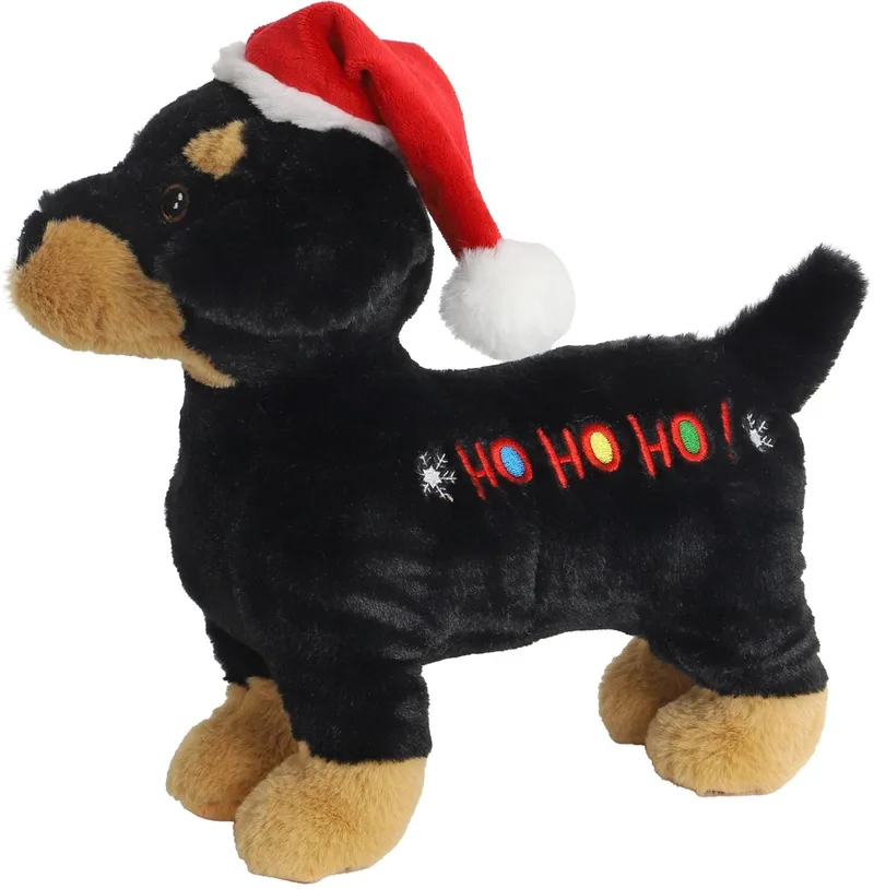 Pluche kerst hondenspeeltje bruin met piep in 30 cm formaat von Gebr. de Boon in Schwarz – Produktfoto