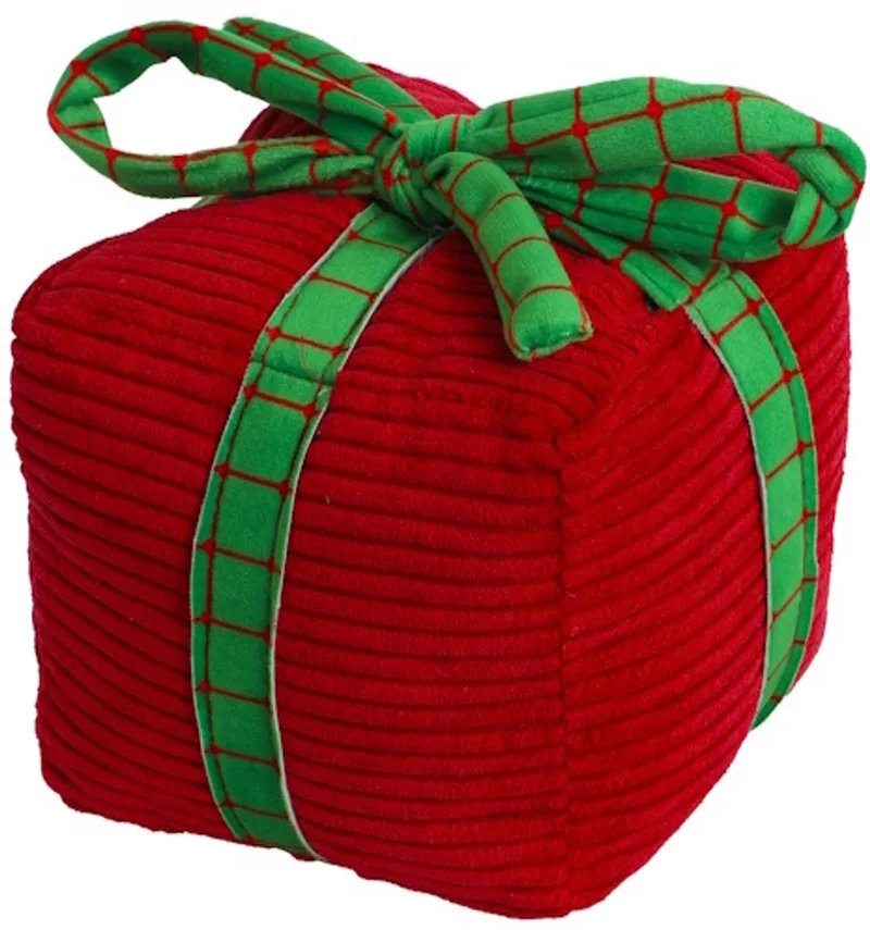 Pluche kerstcadeau hondenspeeltje rood 12 cm de Gebr. de Boon en Vert – photo produit