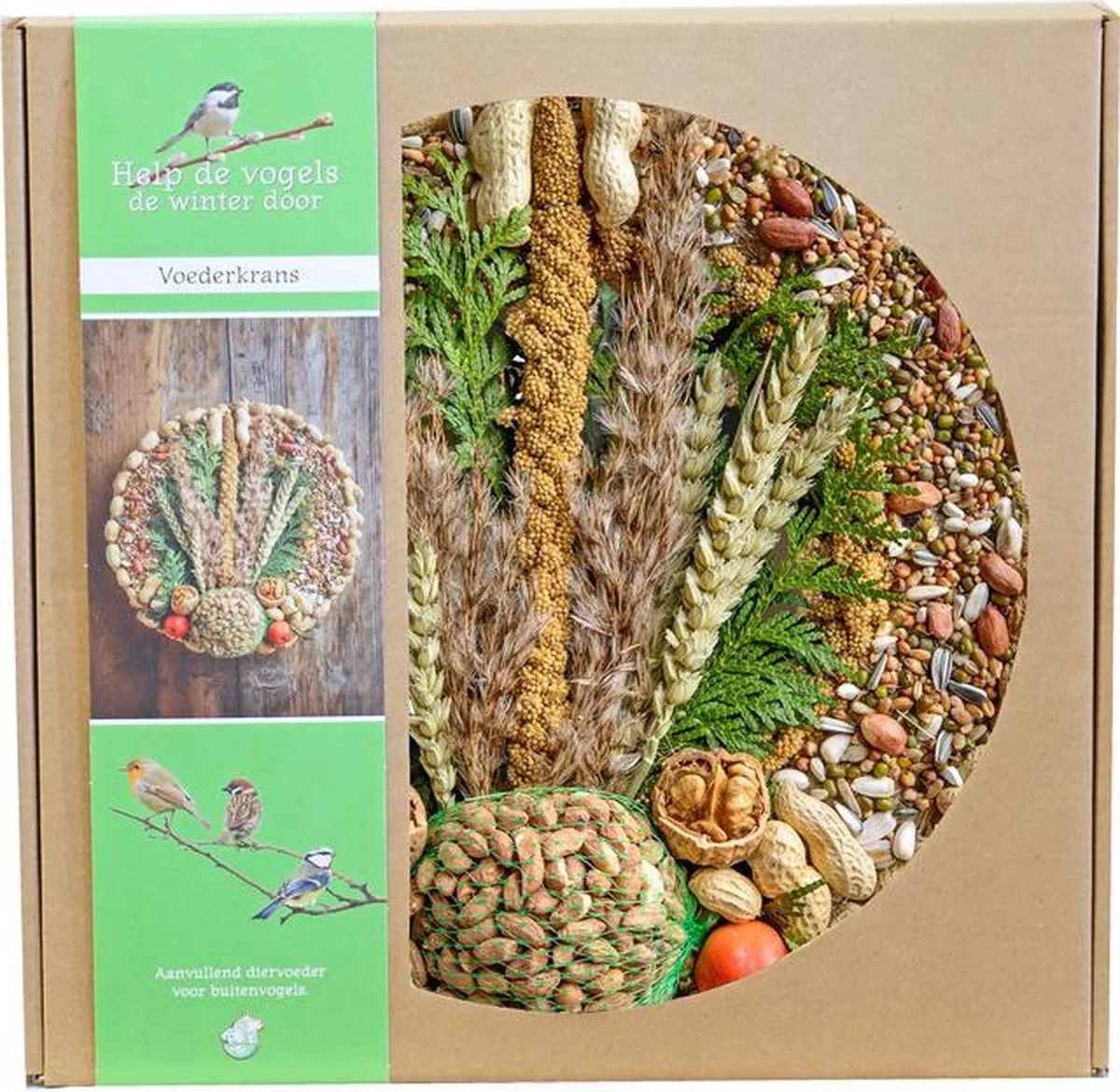 Voederkrans met pindanet en decoratie Ø 28 cm. Cadeautip! Krans voor buitenvogels van Gebr. de Boon – productfoto