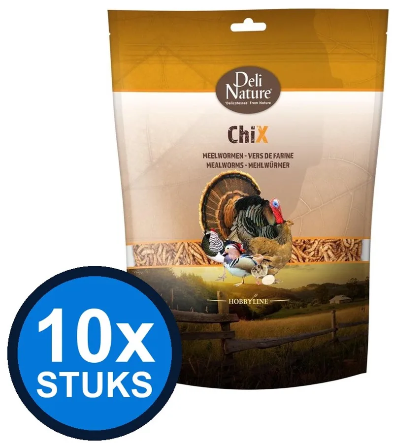 10x Deli Nature - ChiX meelwormen 500gr - Kippenvoer - 500 g von Deli Nature – Produktfoto