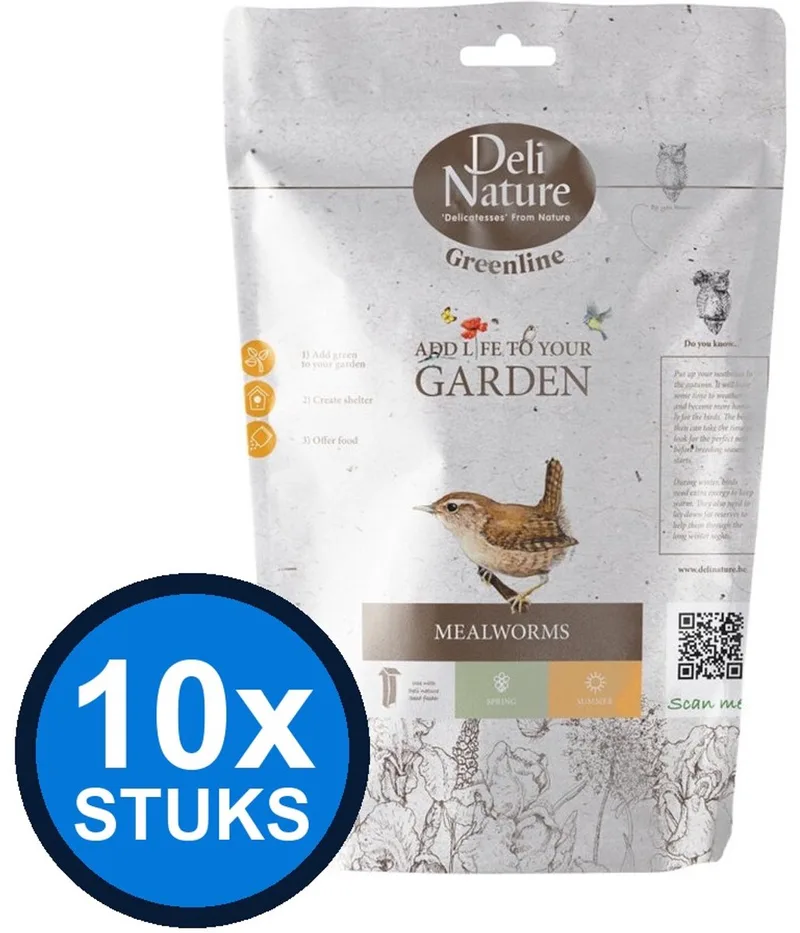 10x Deli Nature - Greenline mealworms 200gr - Vogelvoer - 200 g de Deli Nature – photo produit