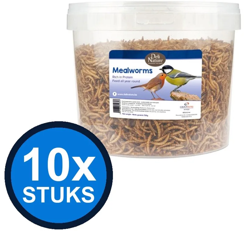 10x Deli Nature - Greenline meelwormen pallet 700gr - Vogelvoer - 700 g de Deli Nature – photo produit