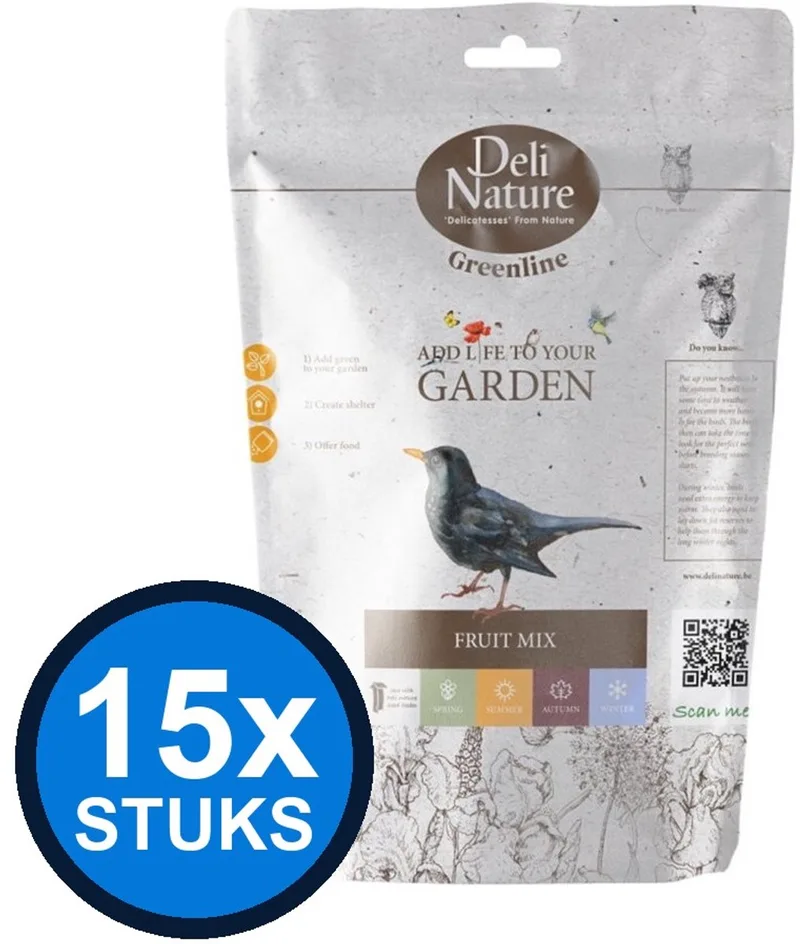12x Deli Nature - Greenline fruit mix 700gr - Vogelvoer - 700 g de Deli Nature – photo produit