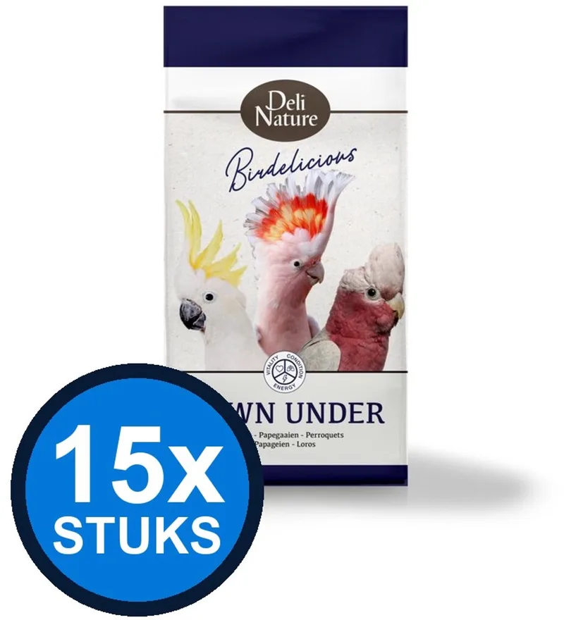 15x Deli Nature - Birdelicious papegaaien down under 750gr - Vogelvoer - 750 g de Deli Nature – photo produit