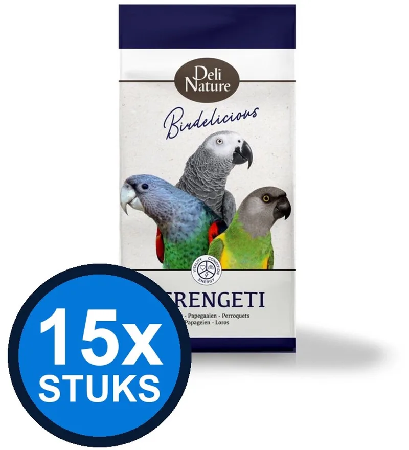 15x Deli Nature - Birdelicious papegaaien serengeti 750gr - Vogelvoer - 750 g by Deli Nature – product photo