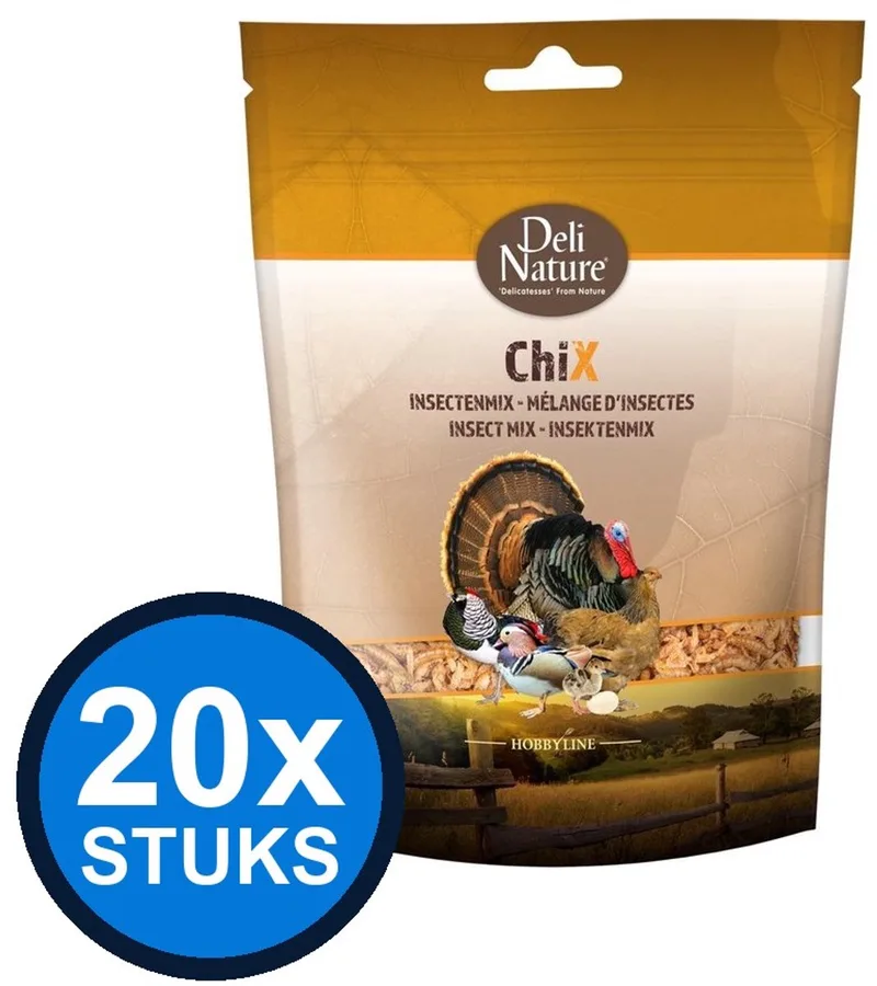 20x Deli Nature - ChiX insectenmix 180gr - Kippenvoer - 180 g de Deli Nature – photo produit