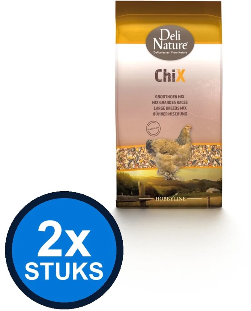 2x Deli Nature - ChiX groothoen mix kant&klaar 4kg - Kippenvoer - 4 kg fra Deli Nature – produktbillede