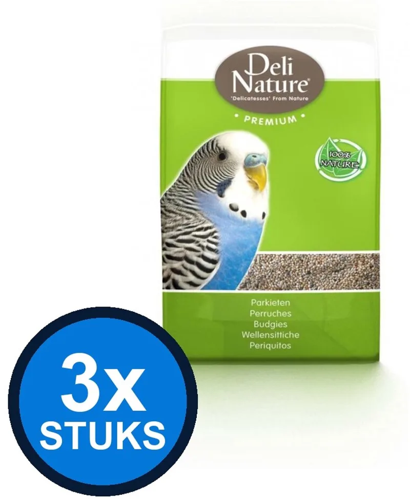 3x Deli Nature - Premium parkieten 1kg - Vogelvoer - 1 kg von Deli Nature – Produktfoto