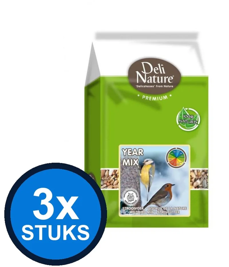 3x Deli Nature - strooivoer year mix 1kg - Vogelvoer - 1 kg de Deli Nature – photo produit