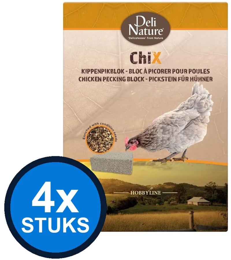 4x Deli Nature - ChiX kippenpikblok 1kg - Kippenvoer - 1 kg fra Deli Nature – produktbillede