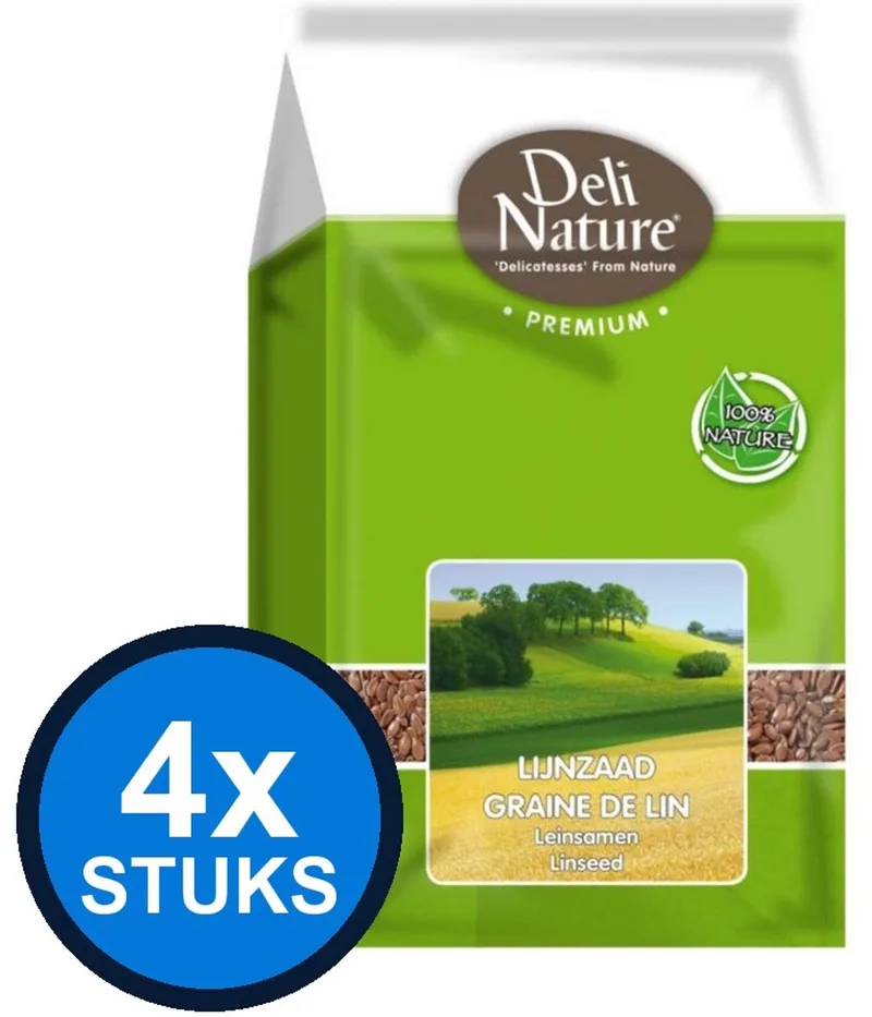 4x Deli Nature - Premium lijnzaad 1kg - Vogelvoer - 1 kg by Deli Nature – product photo
