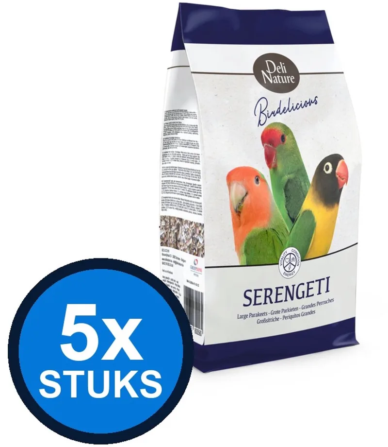 5x Deli Nature Birdelicious Serengeti Grote Parkieten - Vogelvoer - 800g fra Deli Nature – produktbillede
